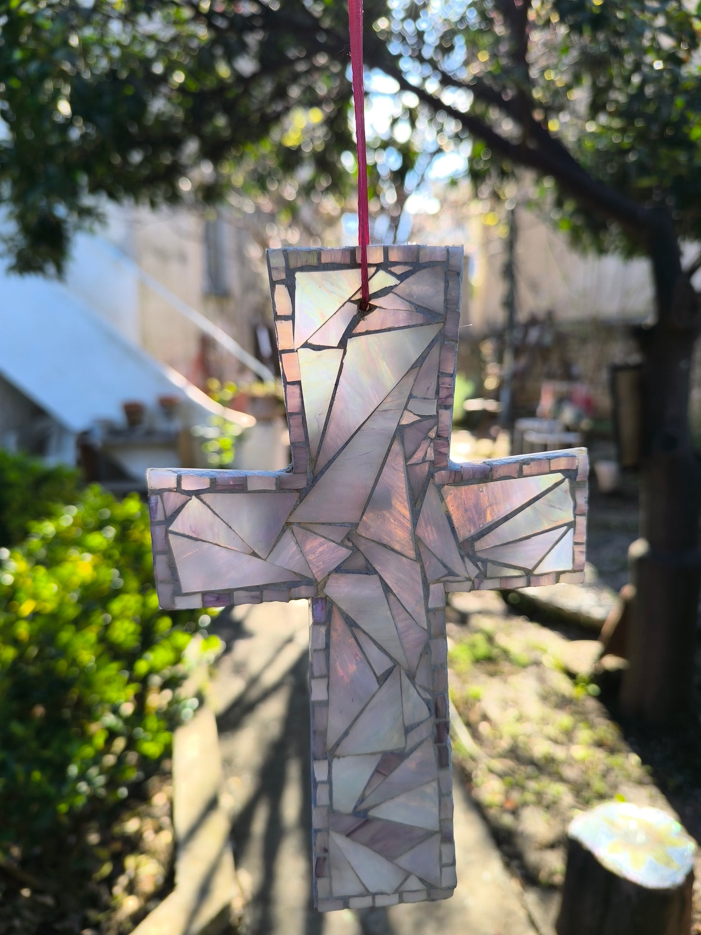 PINK CROSS - suncatcher
