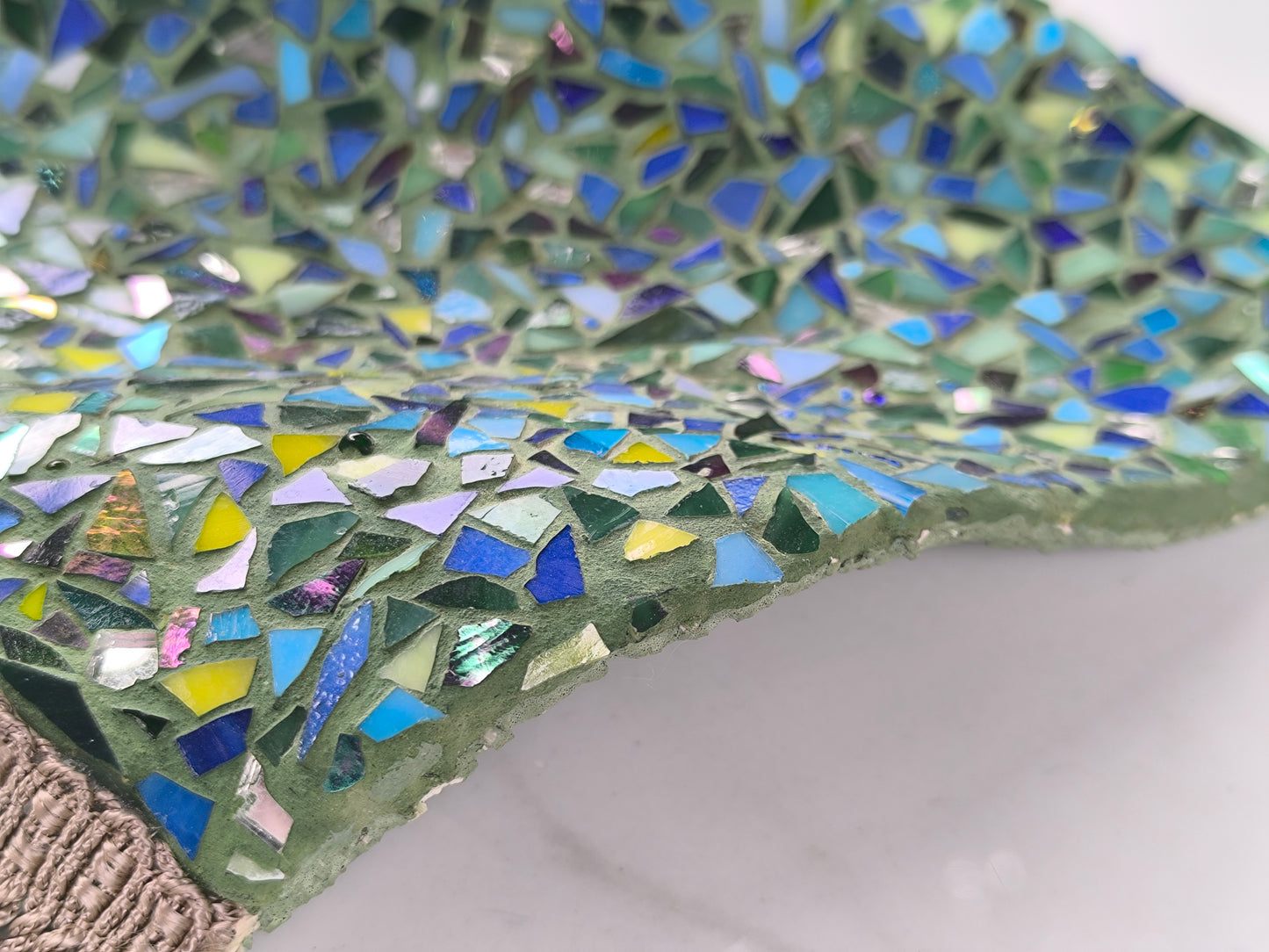 Green/blue glass mosaic cloth