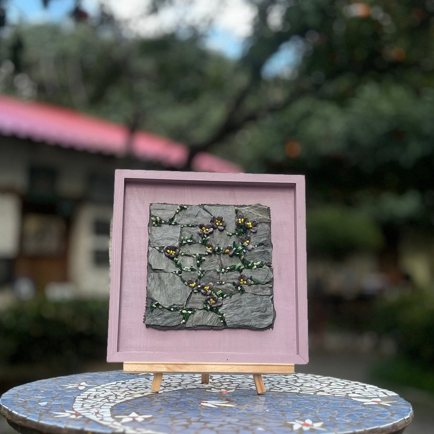 Mauve slate and glass mosaic