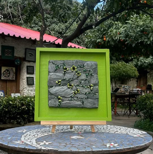 Slate and green glass mosaic