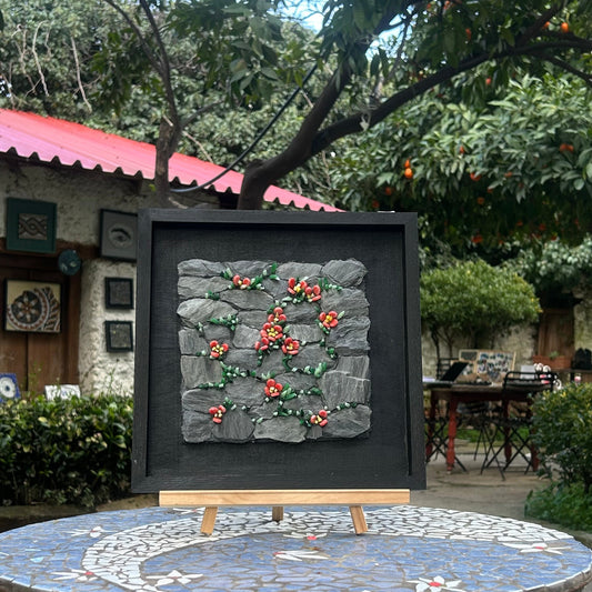 Red & Yellow flowers in slate