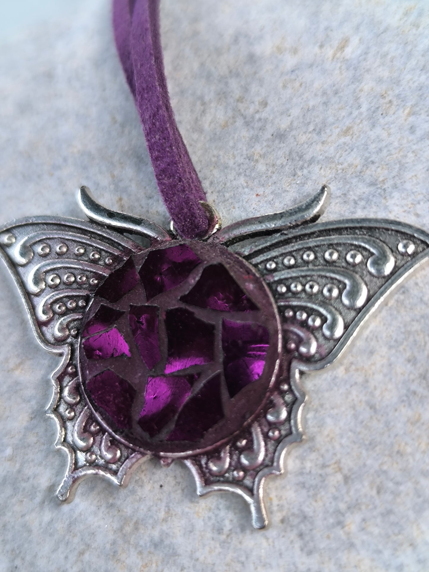 Magenta butterfly pendant