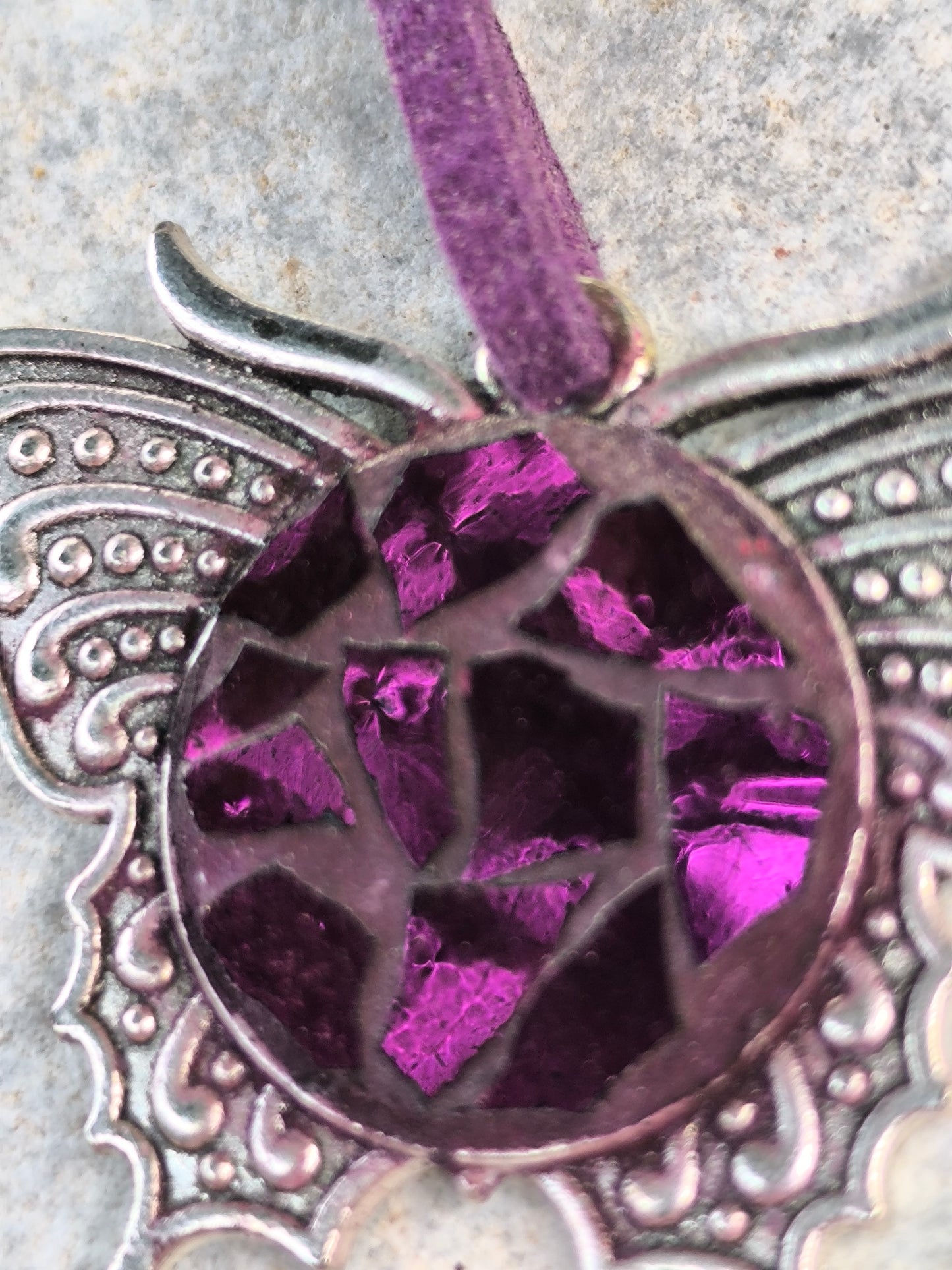 Magenta butterfly pendant