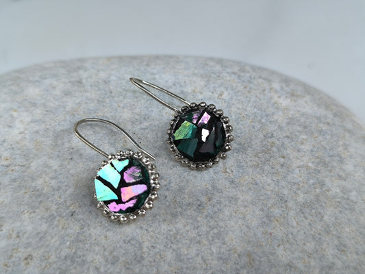 Green mosaic earrings